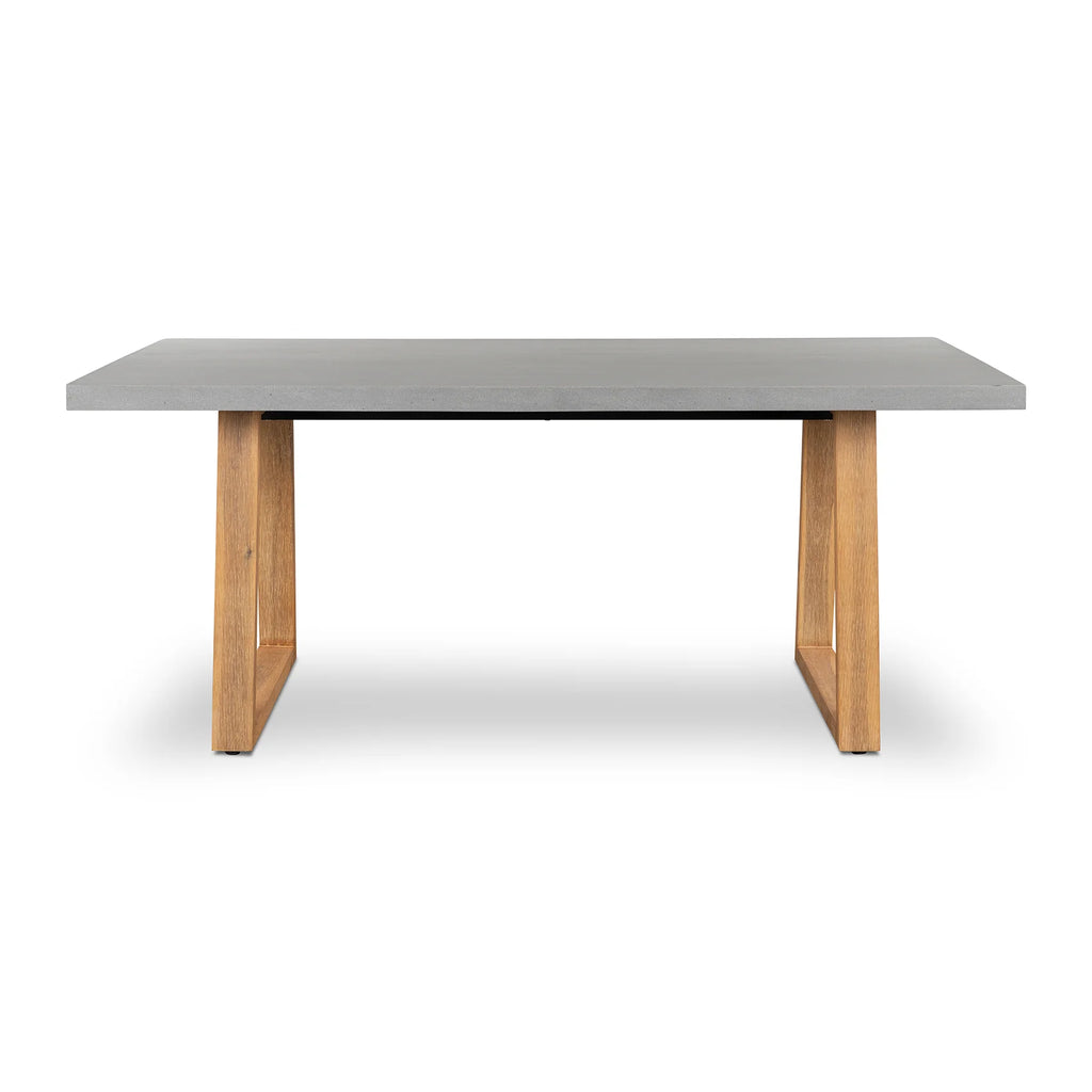 RECTANGULAR DINING TABLE 1.8M, PEBBLE GREY WITH LIGHT HONEY ACAIA LEGS