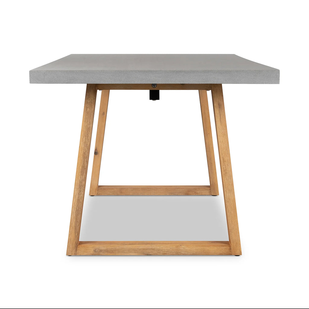 RECTANGULAR DINING TABLE 1.8M, PEBBLE GREY WITH LIGHT HONEY ACAIA LEGS