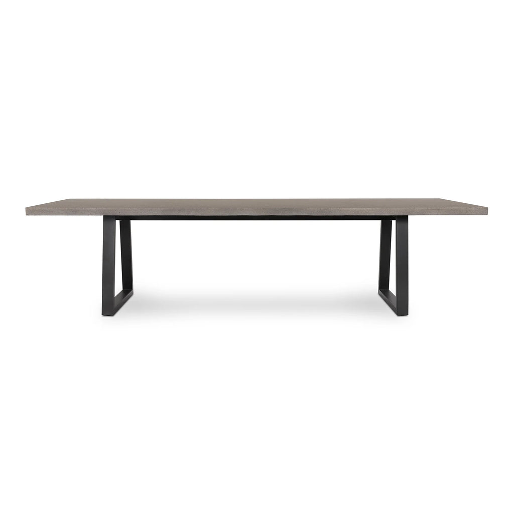 RECTANGULAR DINING TABLE 3.0M, SPECKLED GREY WITH BLACK METAL LEGS