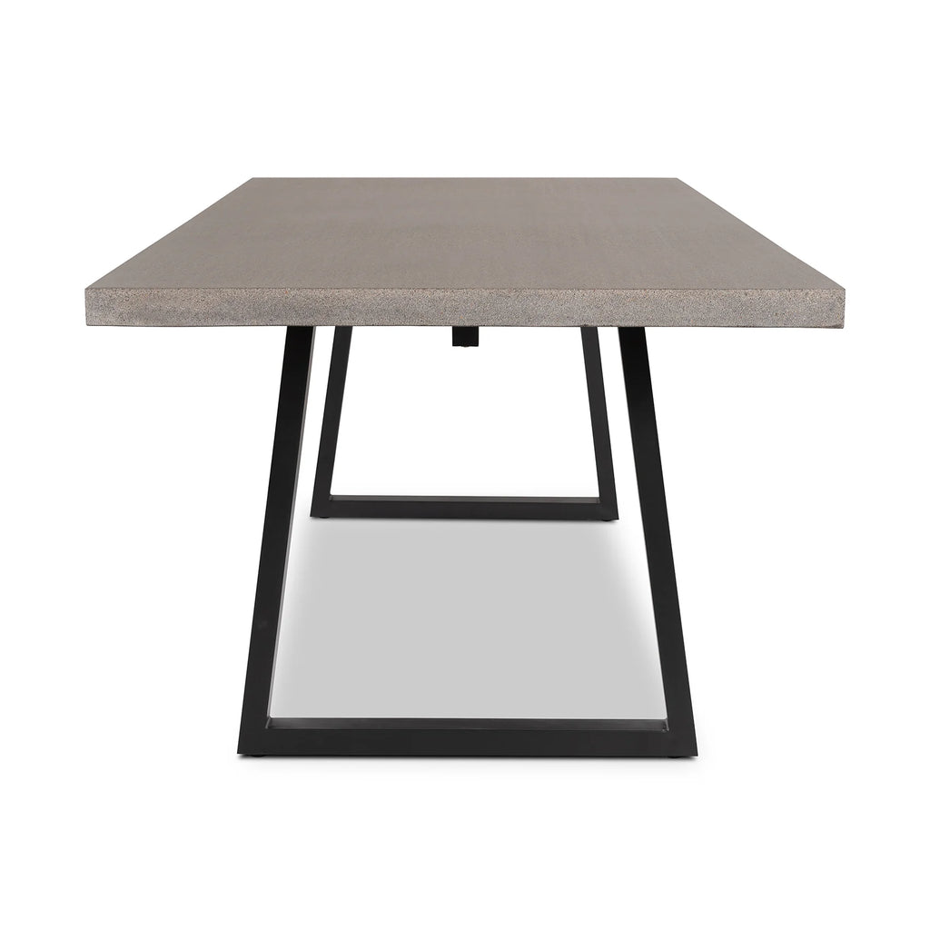 RECTANGULAR DINING TABLE 3.0M, SPECKLED GREY WITH BLACK METAL LEGS