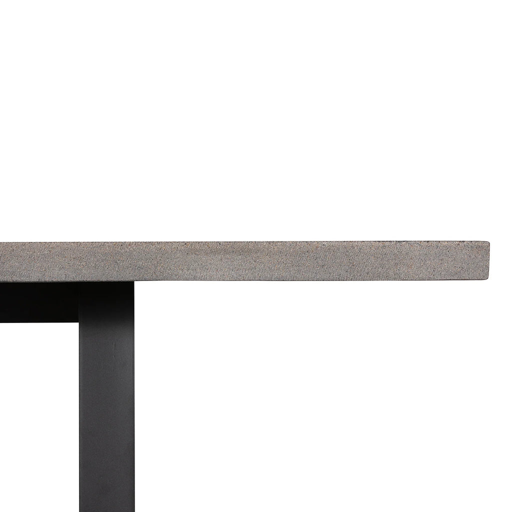 RECTANGULAR DINING TABLE 3.0M, SPECKLED GREY WITH BLACK METAL LEGS