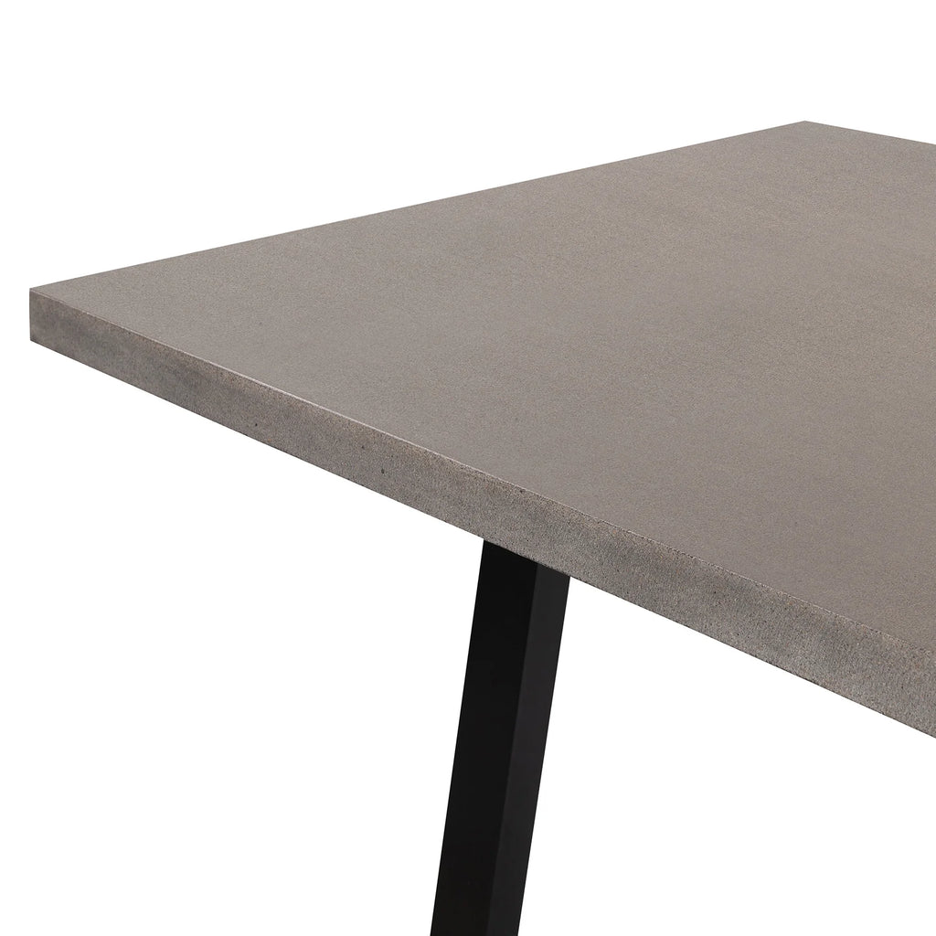 RECTANGULAR DINING TABLE 3.0M, SPECKLED GREY WITH BLACK METAL LEGS