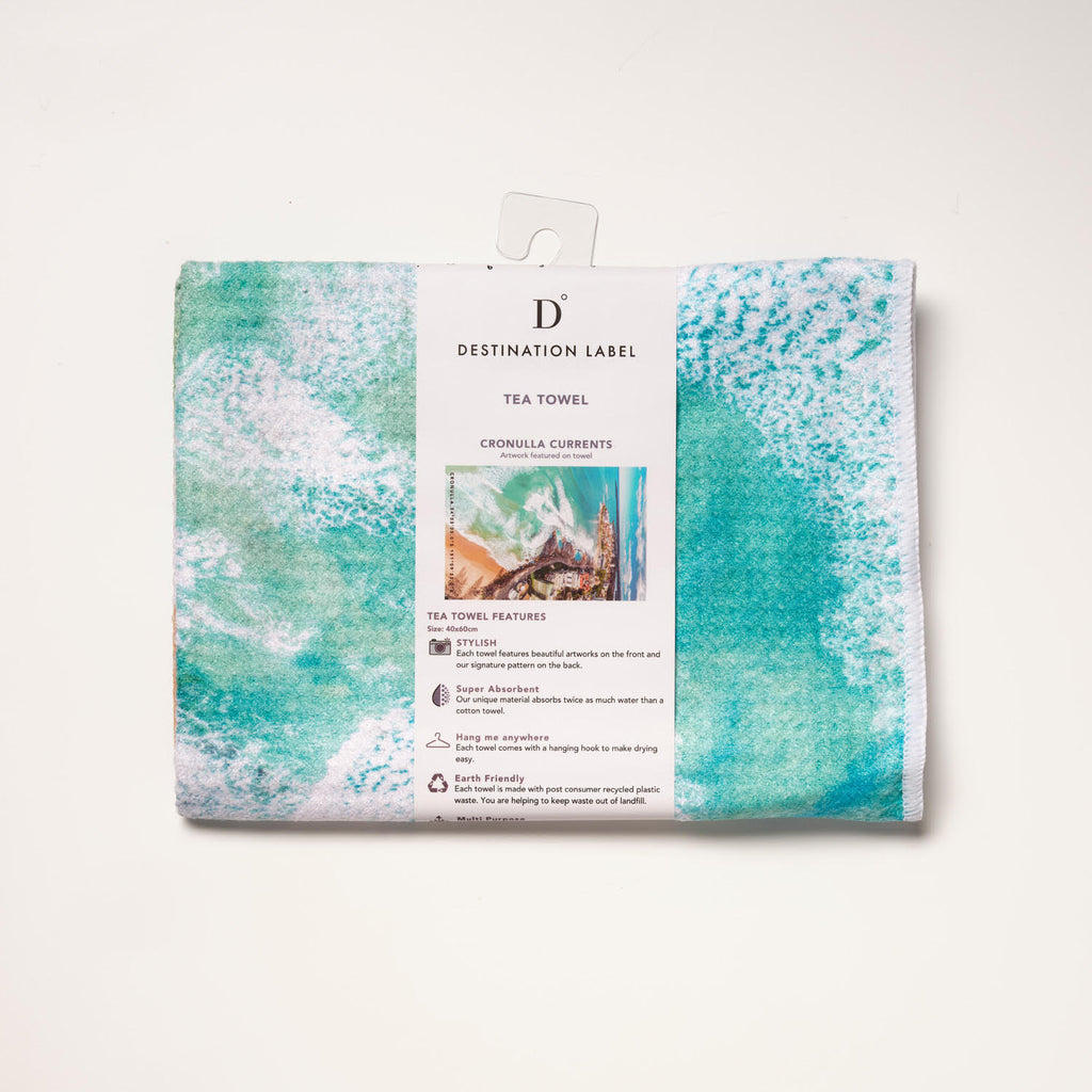 CRONULLA CURRENTS TEA TOWEL, DESTINATION TOWELS