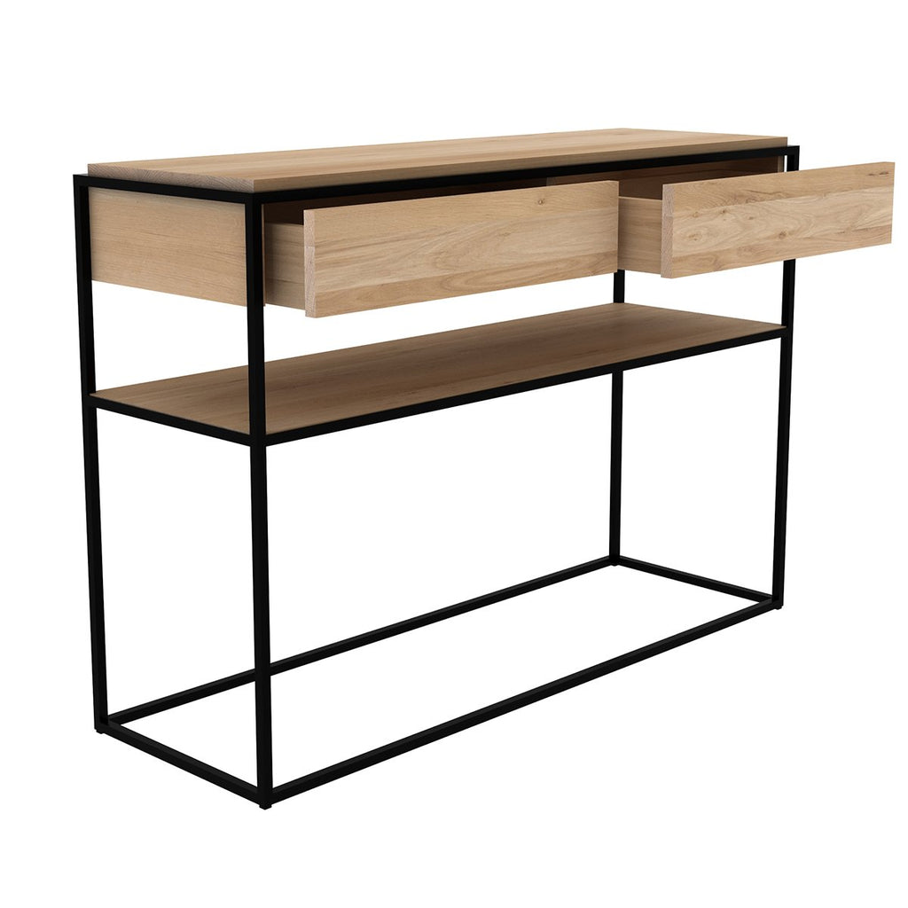 ETHNICRAFT OAK MONOLIT CONSOLE, NATURAL/BLACK FRAME