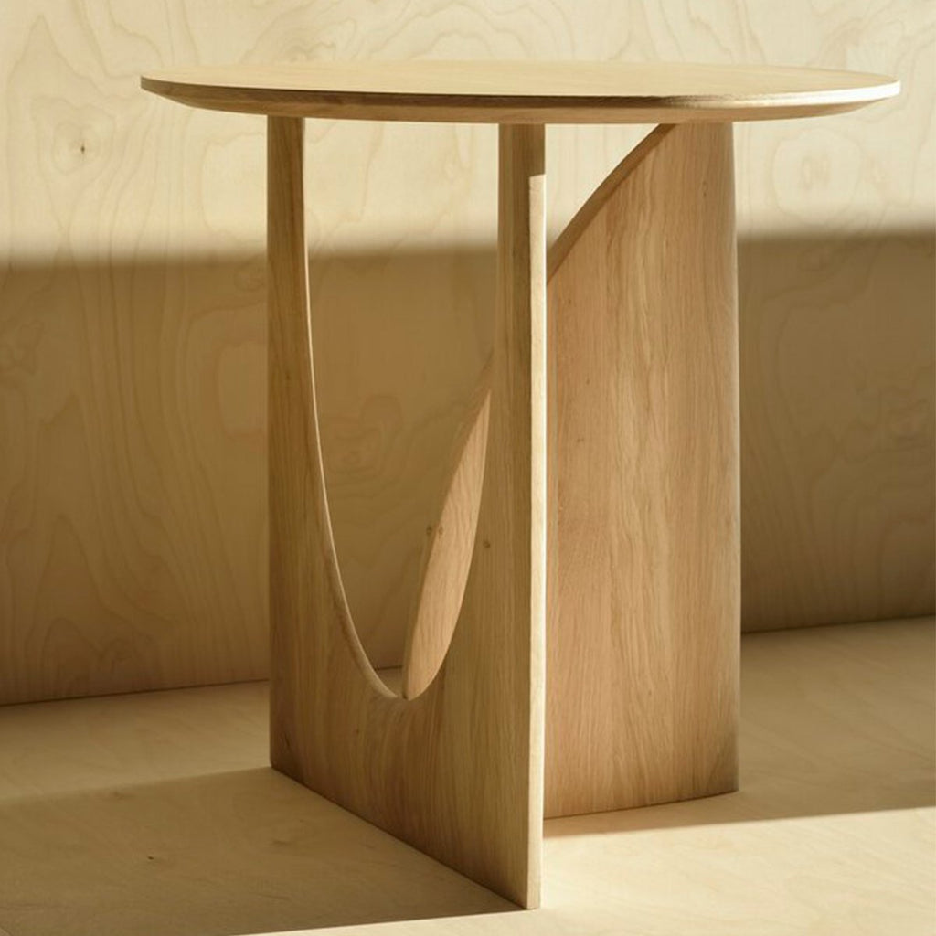 ETHNICRAFT OAK GEOMETRIC SIDE TABLE