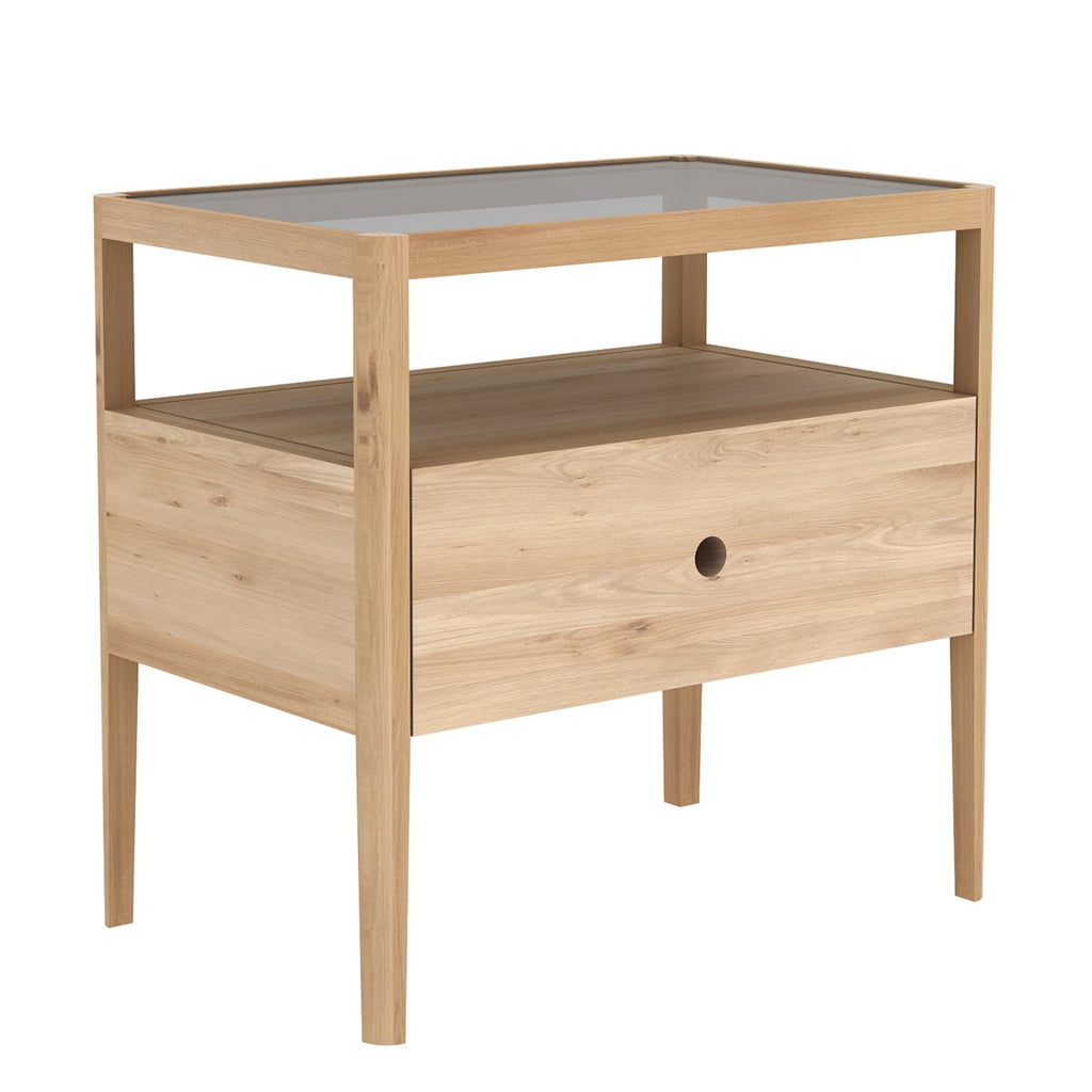 ETHNICRAFT OAK SPINDLE BEDSIDE TABLE