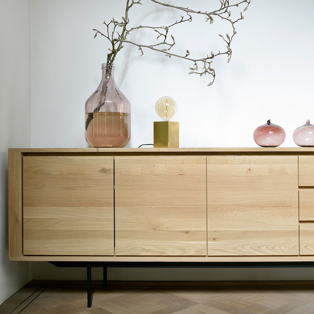 ETHNICRAFT OAK SHADOW SIDEBOARD, BLACK METAL LEGS