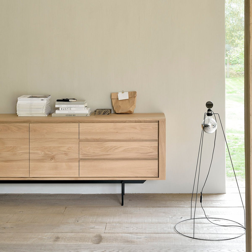 ETHNICRAFT OAK SHADOW SIDEBOARD, BLACK METAL LEGS