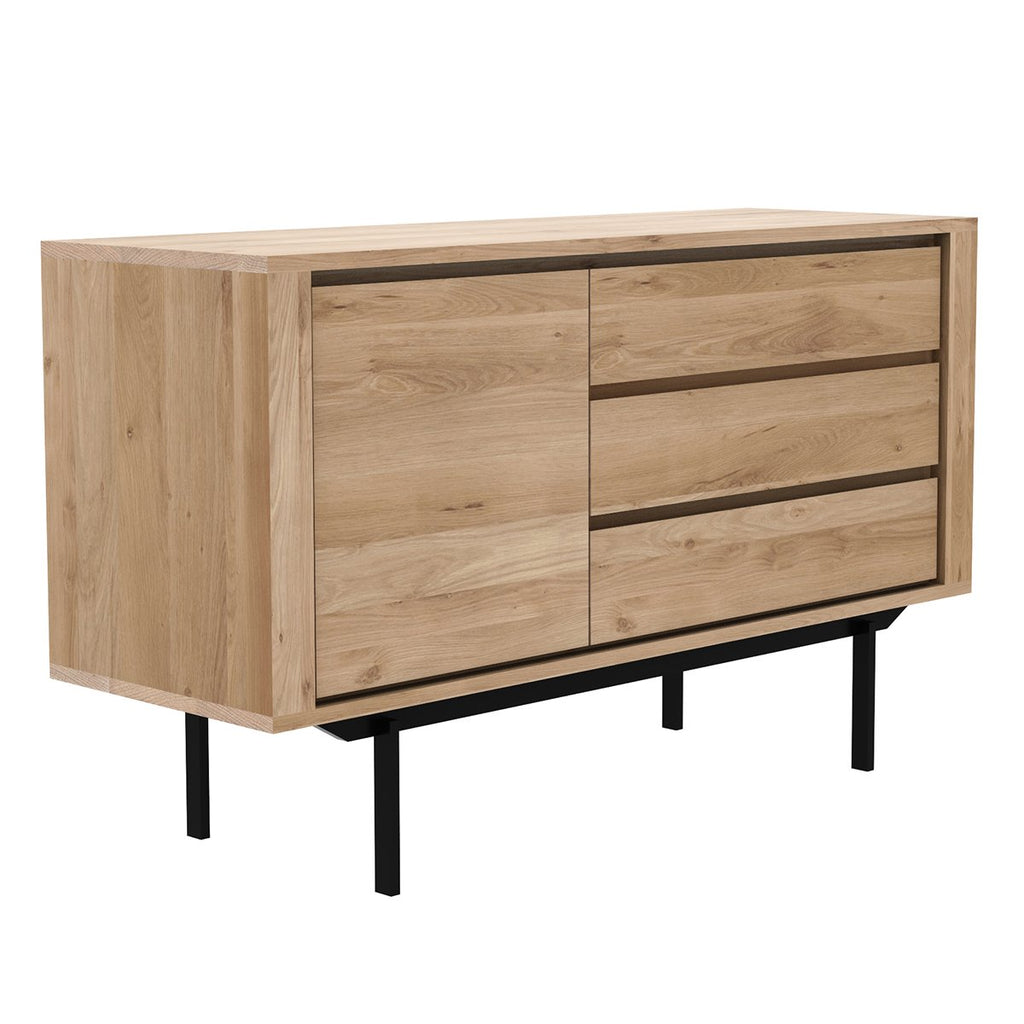 ETHNICRAFT OAK SHADOW SIDEBOARD, BLACK METAL LEGS