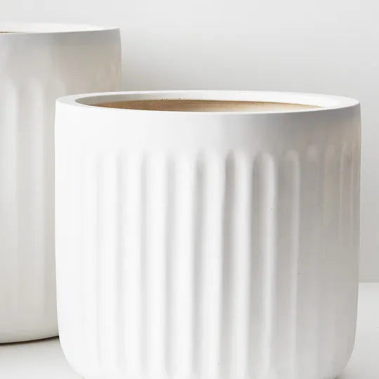 RIBBED POT, WHITE