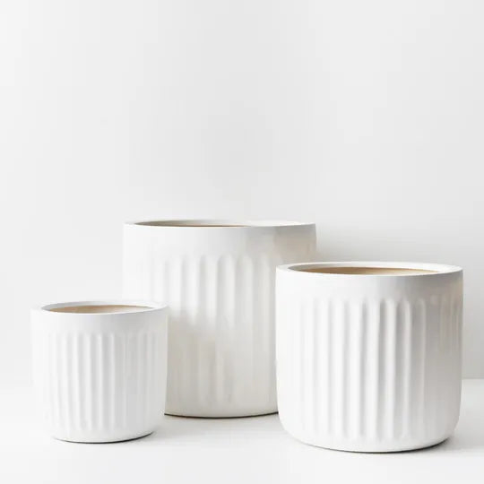 RIBBED POT, WHITE