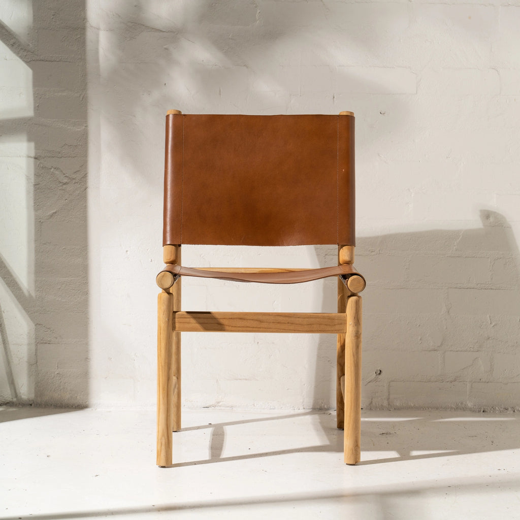 ATANAS LEATHER & TEAK DINING CHAIR