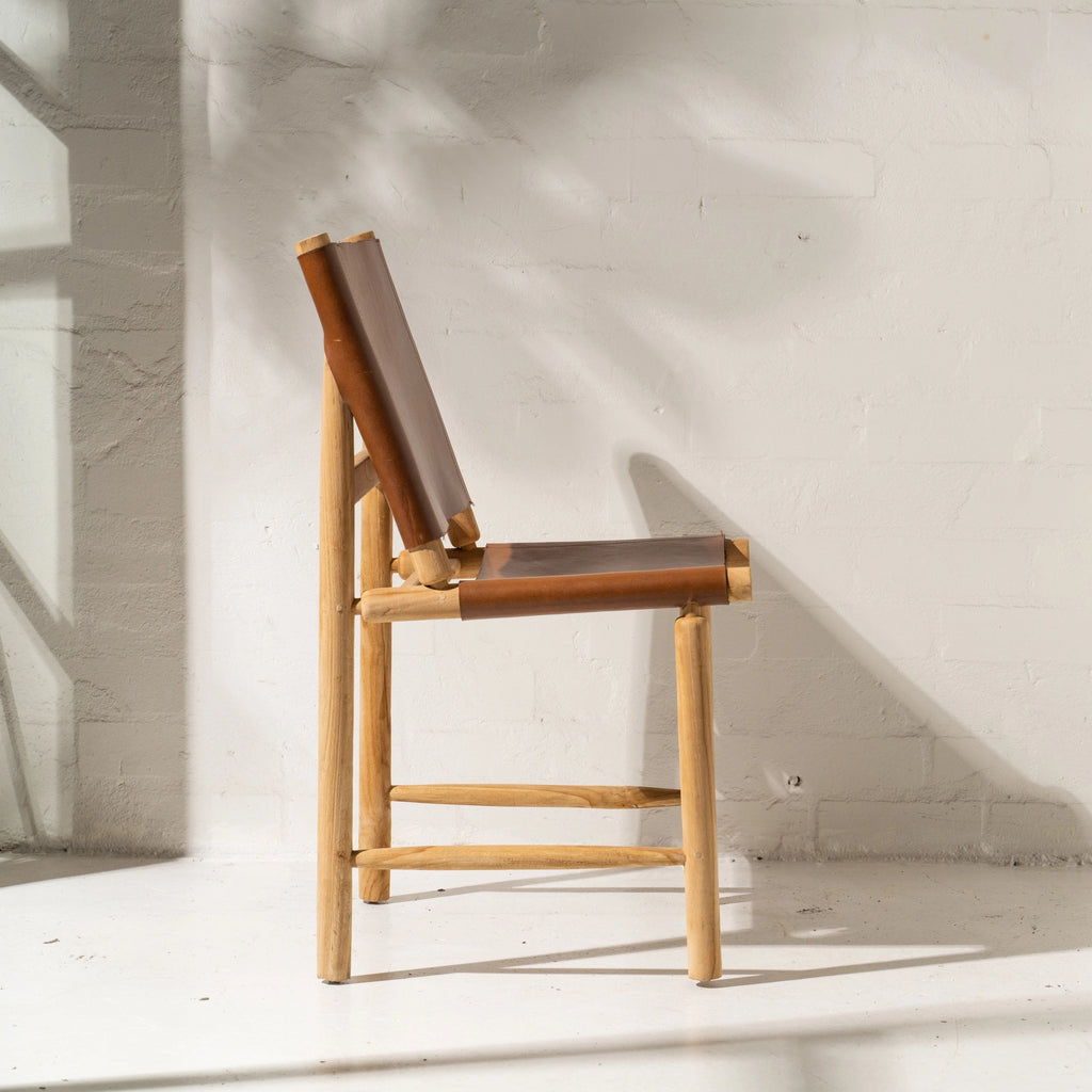 ATANAS LEATHER & TEAK DINING CHAIR