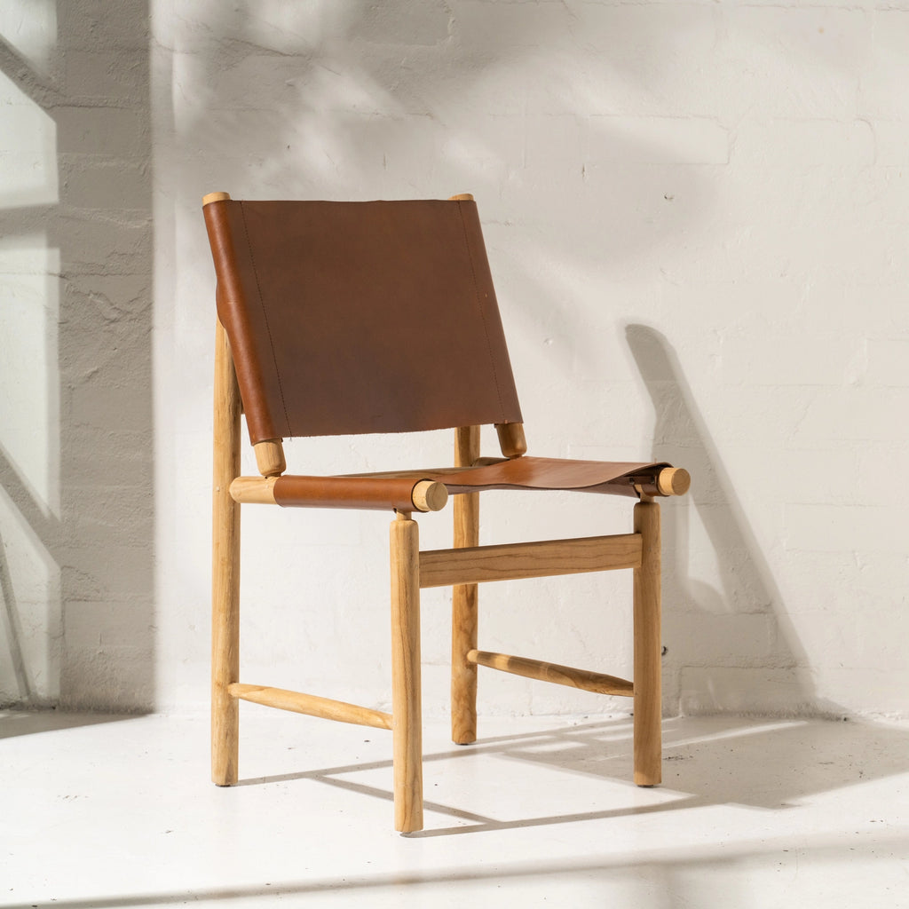 ATANAS LEATHER & TEAK DINING CHAIR