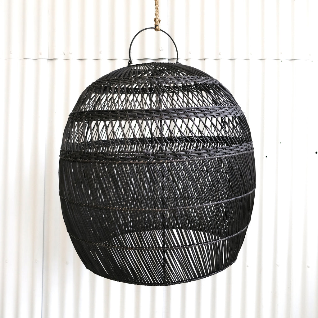 RATTAN LIGHT SHADE XL, BLACK