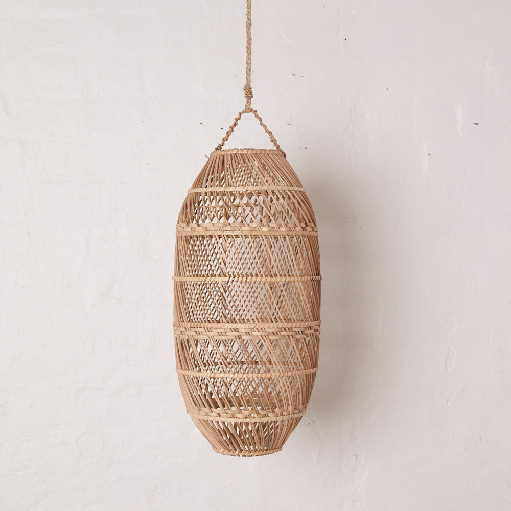 ELONGATED RATTAN LIGHT SHADE