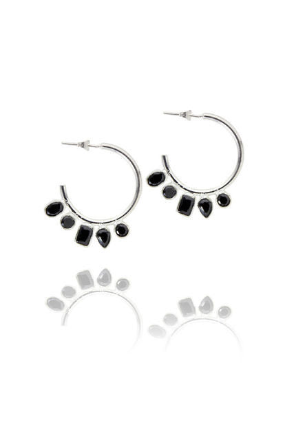 STUDDED HEART HOOPS