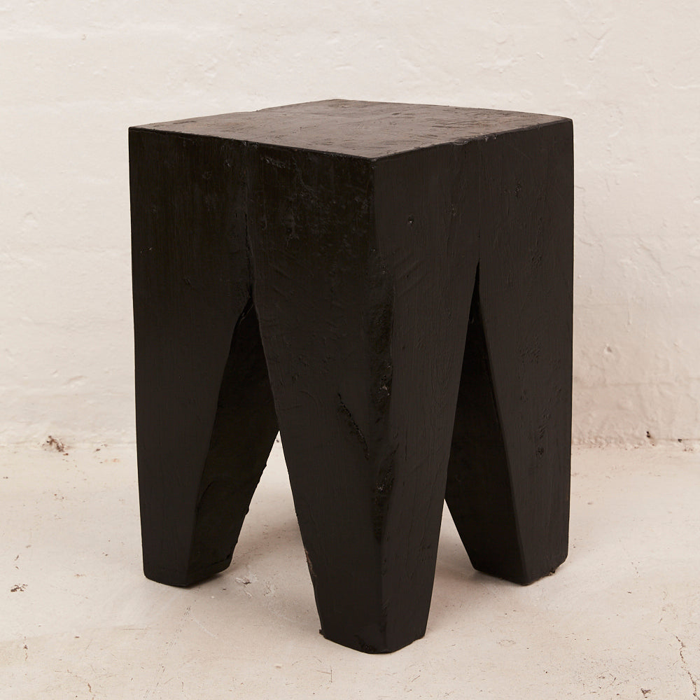 PEG STOOL / SIDE TABLE, BLACK