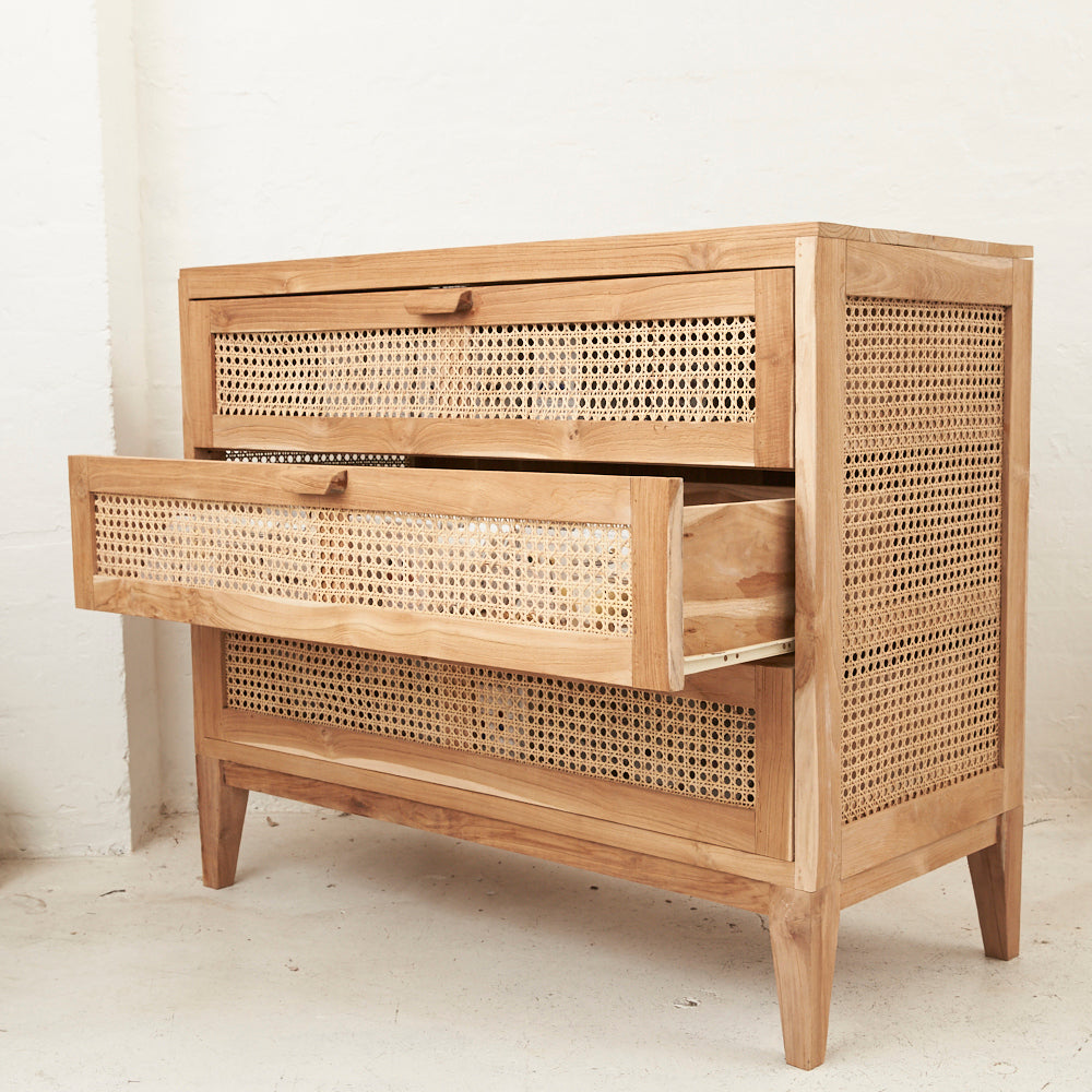 TEAK & RATTAN DRAWERS