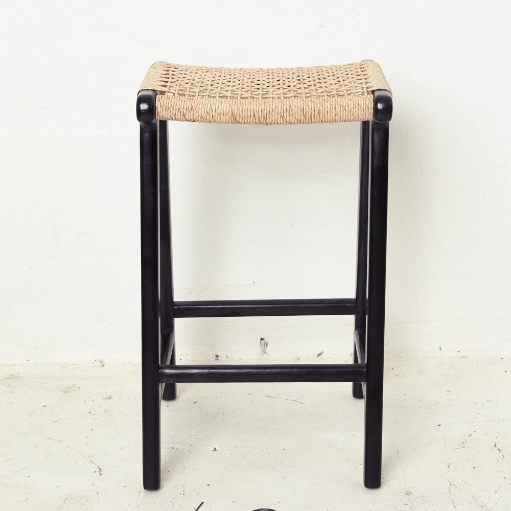 KHAIRI WOVEN BAR STOOL BLACK