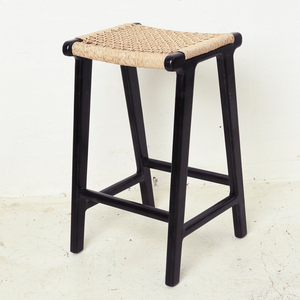 KHAIRI WOVEN BAR STOOL BLACK