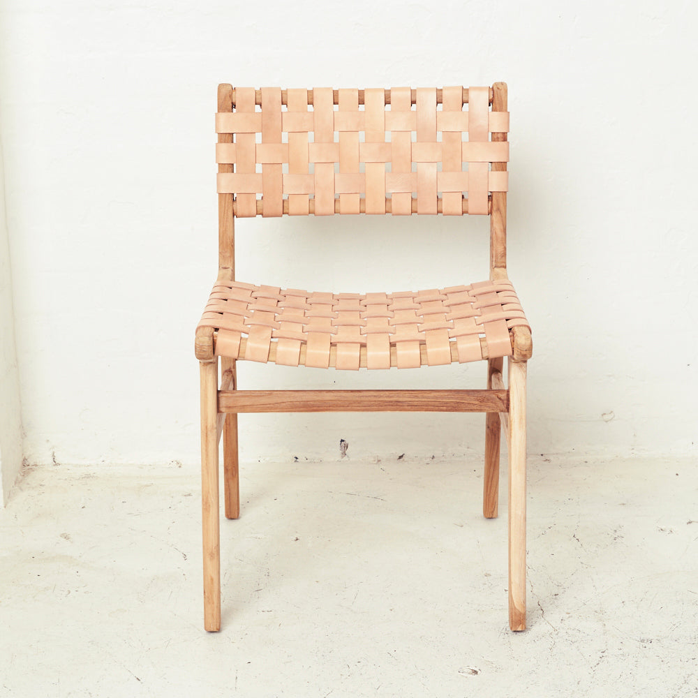 LUKA LEATHER & TEAK DINING CHAIR