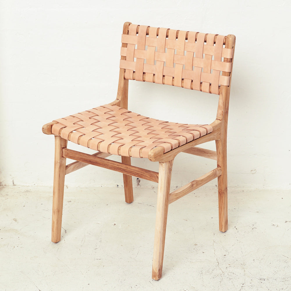 LUKA LEATHER & TEAK DINING CHAIR