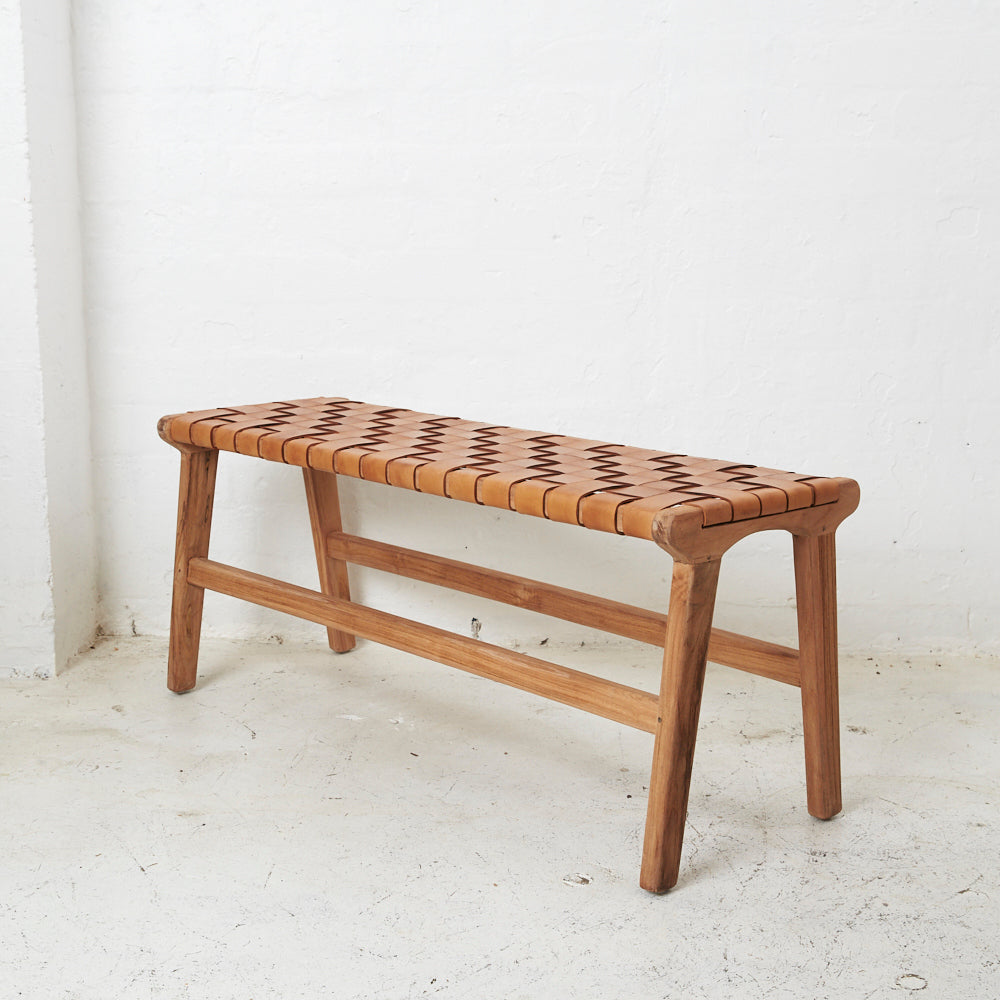 KEMI BROWN LEATHER BENCH SEAT