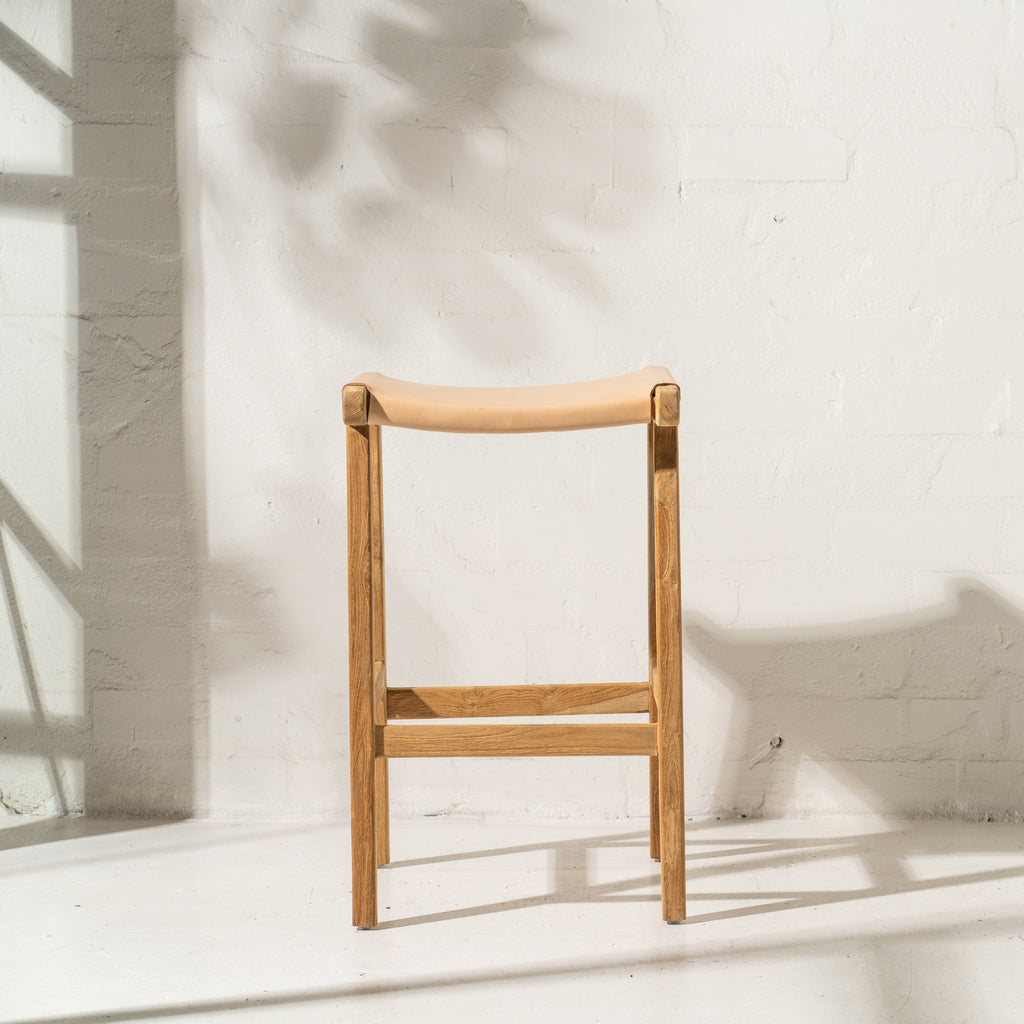 NATURAL LEATHER BAR STOOL