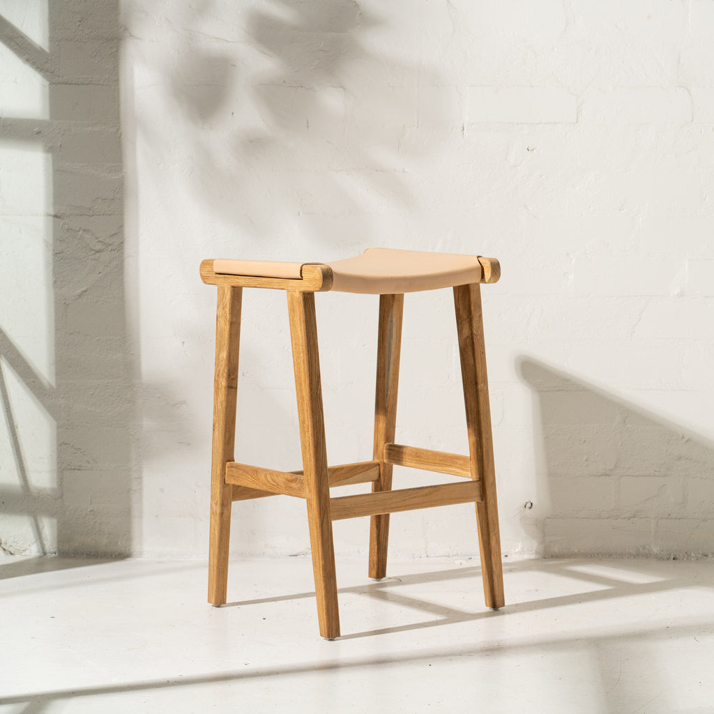 NATURAL LEATHER BAR STOOL