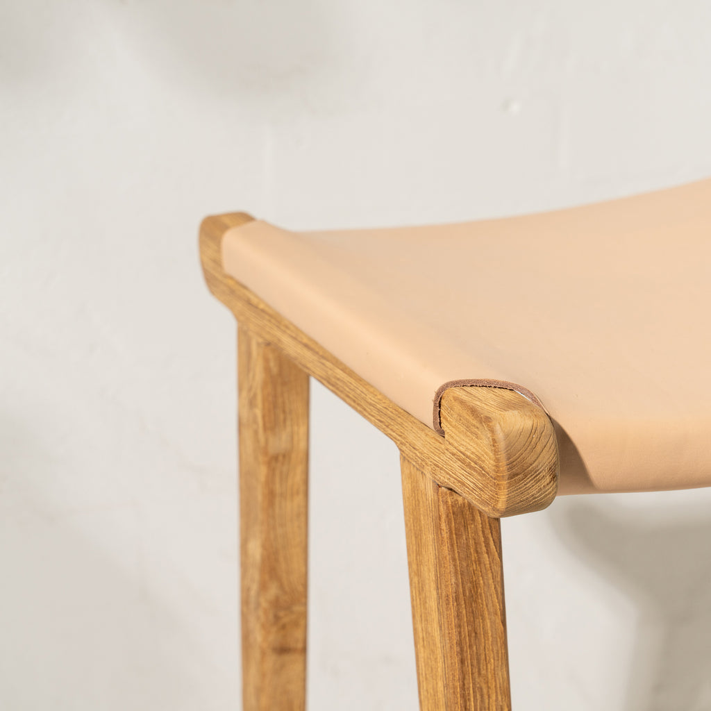 NATURAL LEATHER BAR STOOL