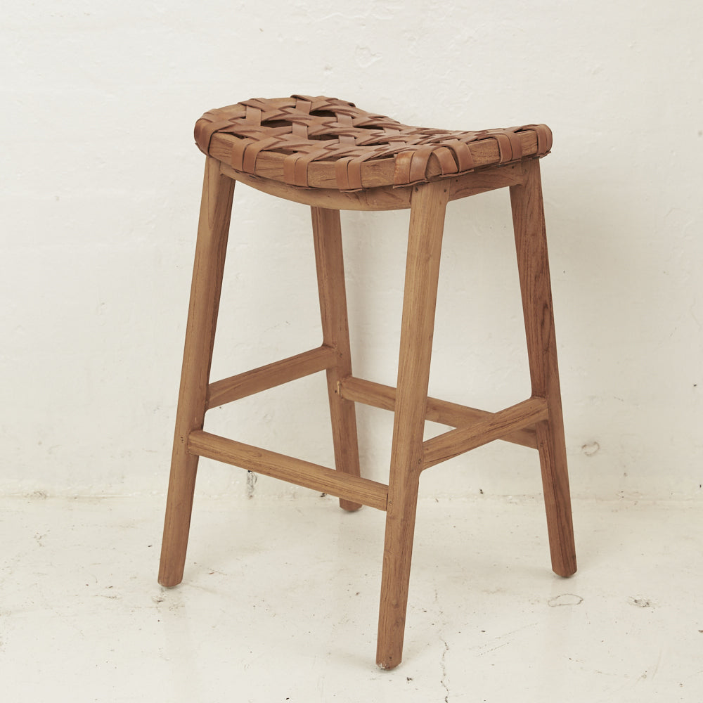 ELLERY WOVEN LEATHER BAR STOOL