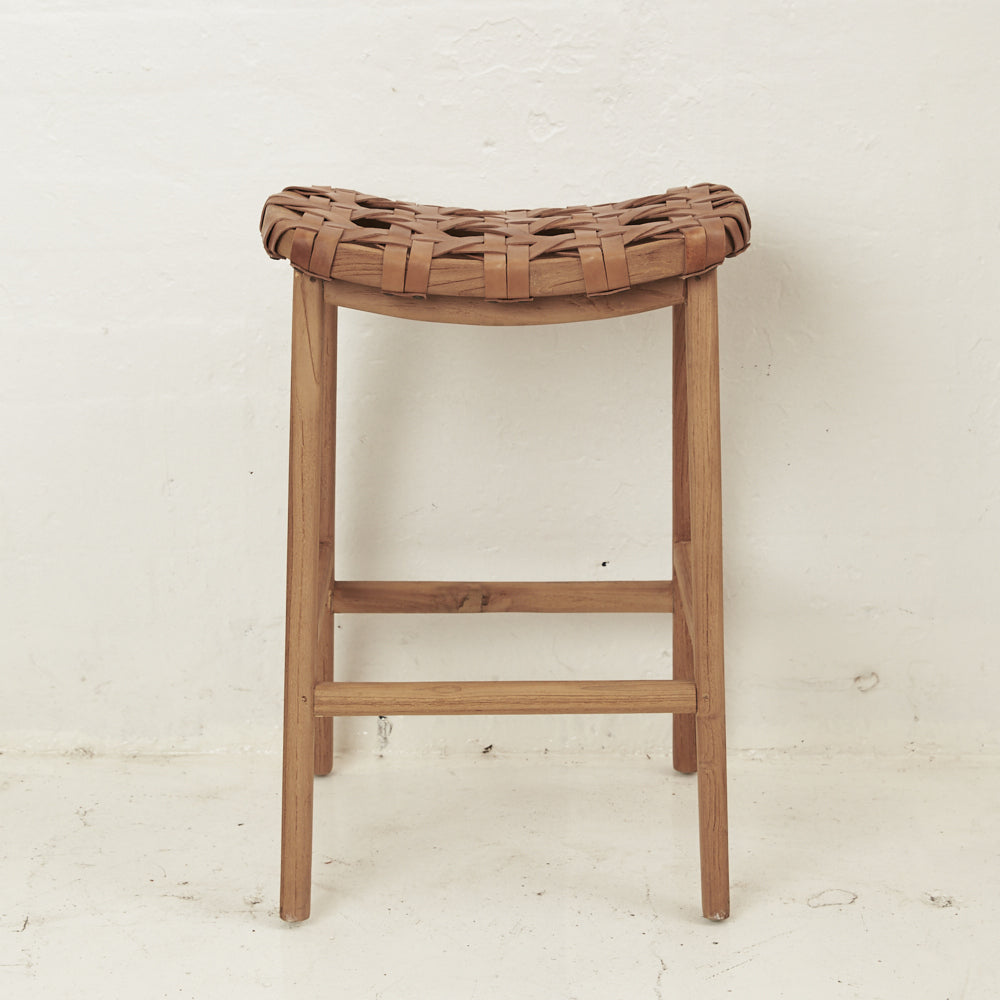 ELLERY WOVEN LEATHER BAR STOOL