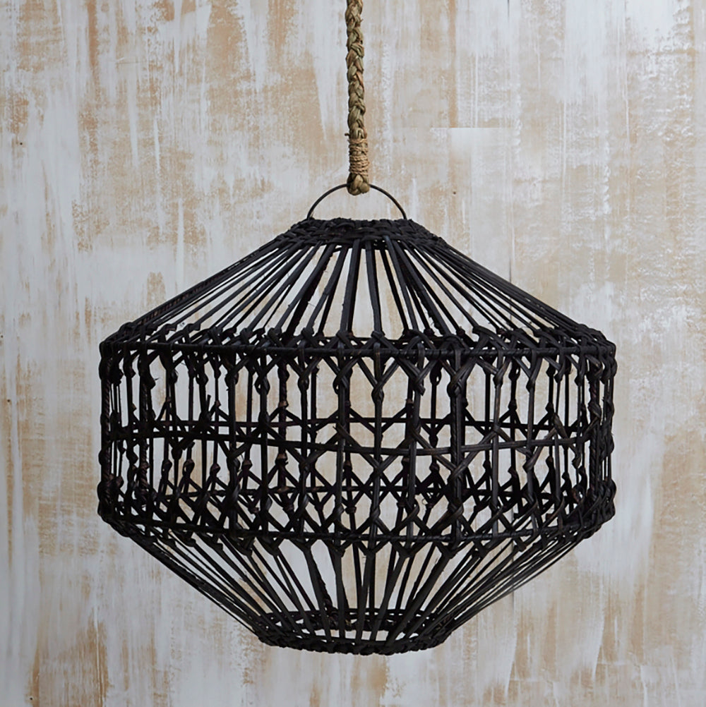 RATTAN HEX LIGHTSHADE, BLACK