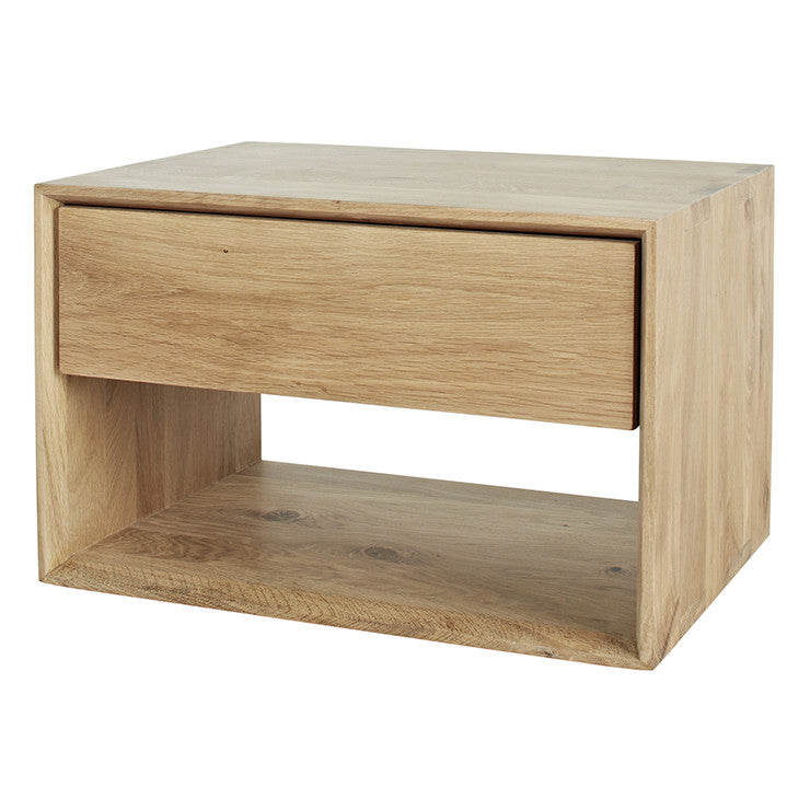 ETHNICRAFT OAK NORDIC 1 DRAWER BEDSIDE , OAK