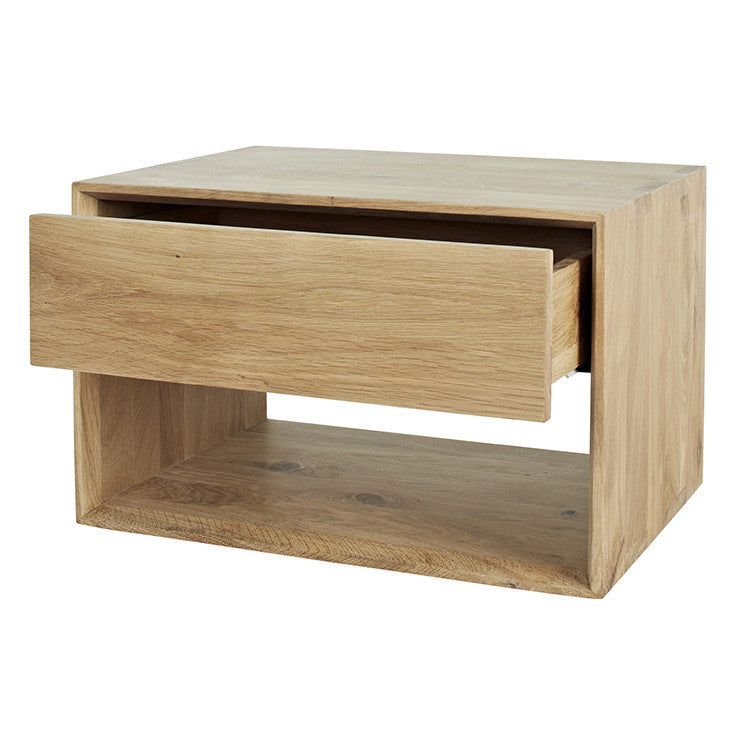 ETHNICRAFT OAK NORDIC 1 DRAWER BEDSIDE , OAK