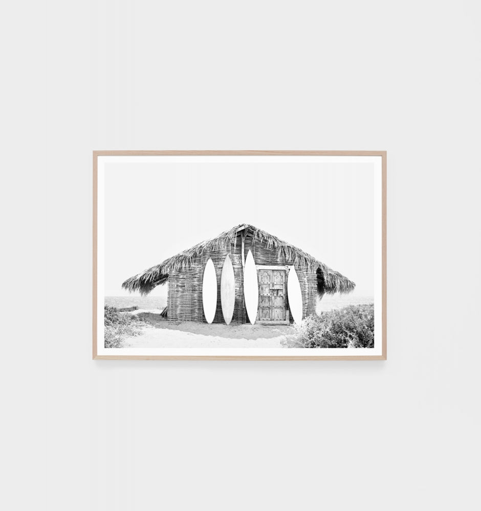 SURF HUT (GREY), FRAMED PRINT