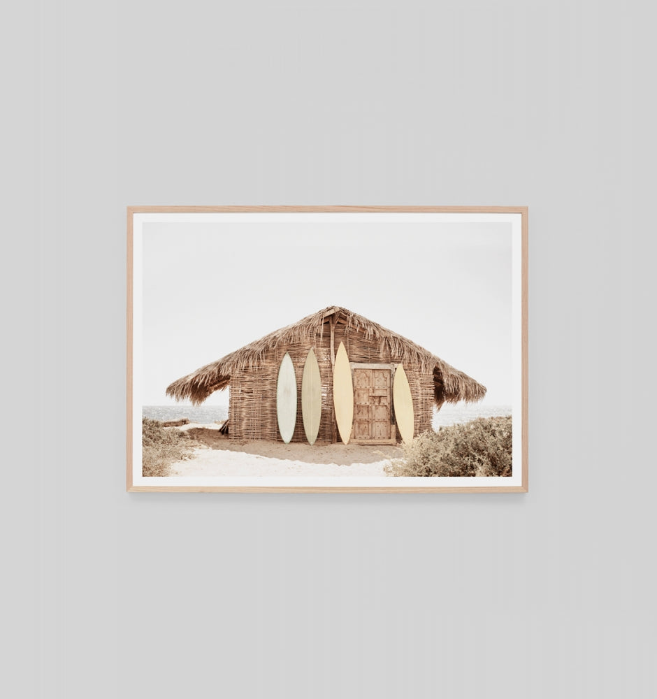 SURF HUT, FRAMED PRINT